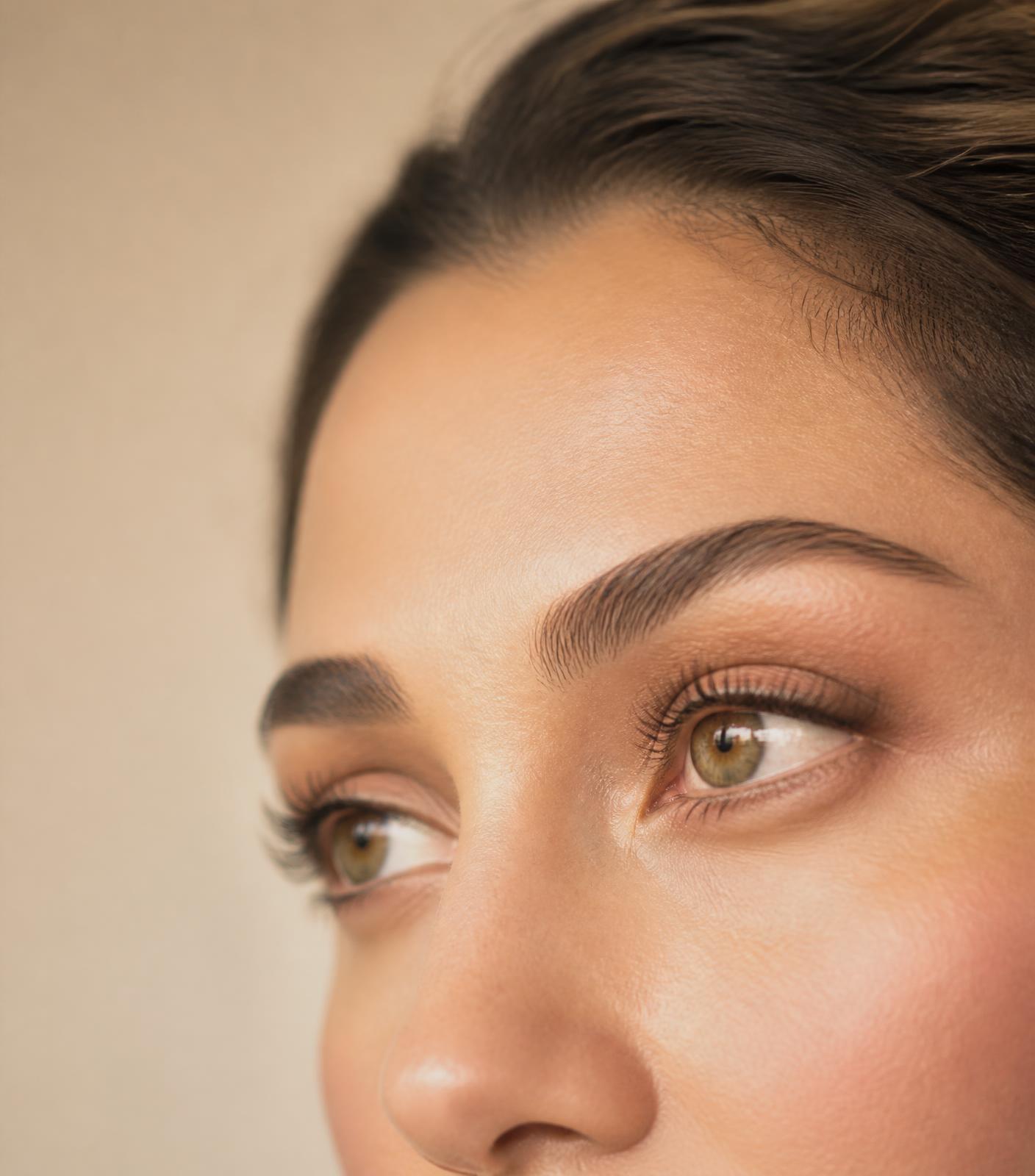 Detalhe do olhar de uma paciente após blefaroplastia